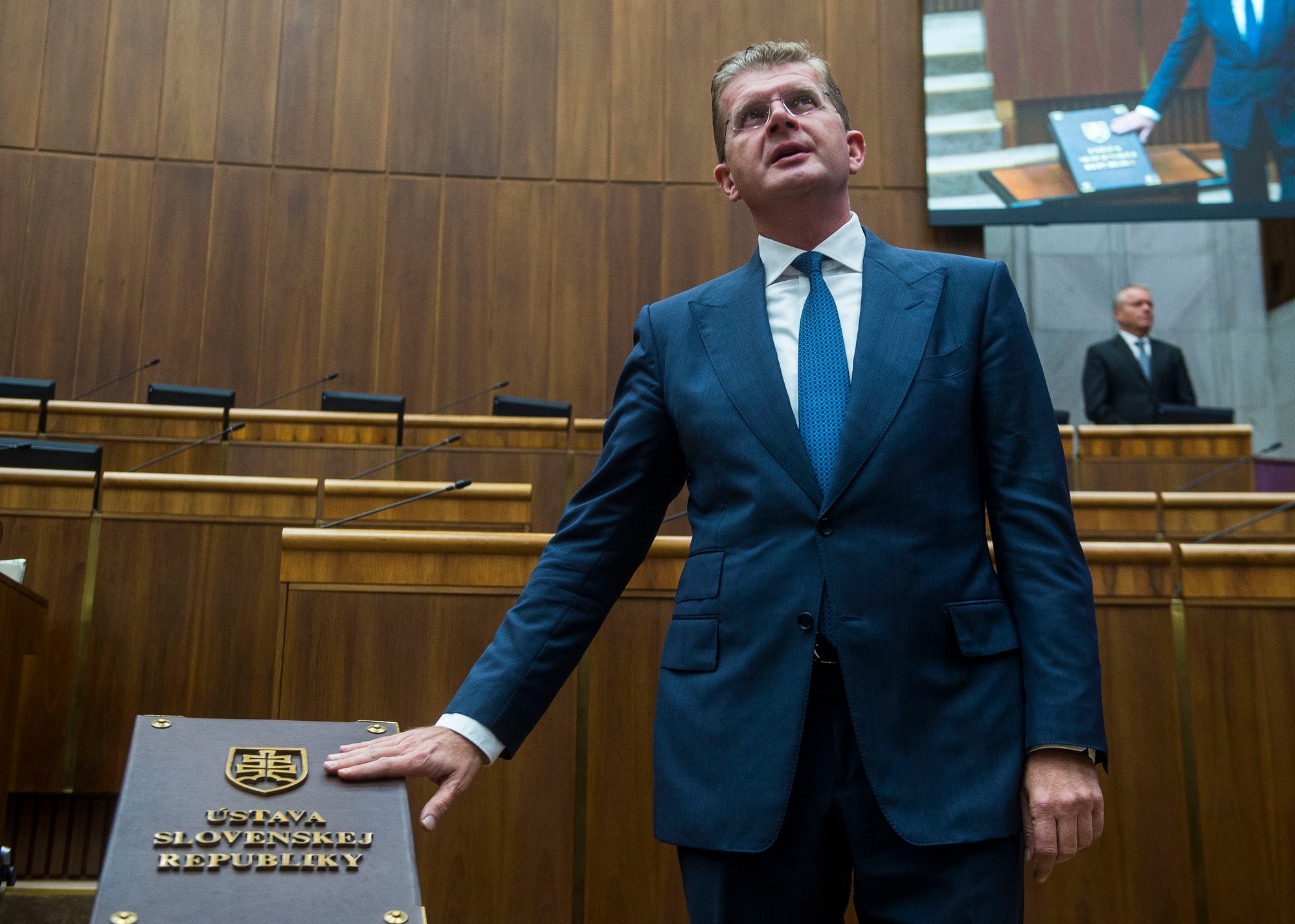Peter Žiga (Hlas-SD) skladá poslanecký sľub počas ustanovujúcej schôdze Národnej rady Slovenskej republiky.