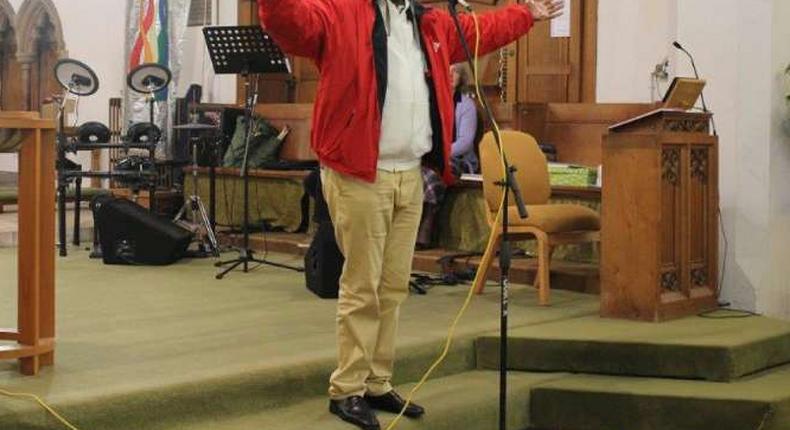 A man at a church pulpit. 18-year-old Dennis Ngugi committed suicide at PCEA Mothaiti Church pulpit in Nakuru