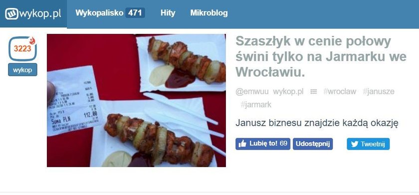 Zamówił szaszłyk i zaniemówił. Suma na rachunku powala!