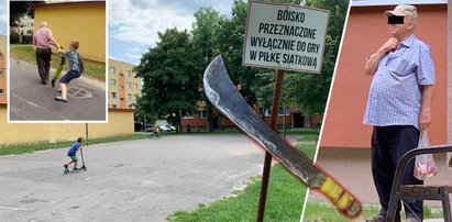 Groza na placu zabaw w Tarnobrzegu. Szaleniec z maczetą przeganiał dzieci. „Chciał nas oblać moczem”