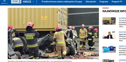 Koszmarny wypadek w Kielcach! Tiry zmiażdżyły osobówkę