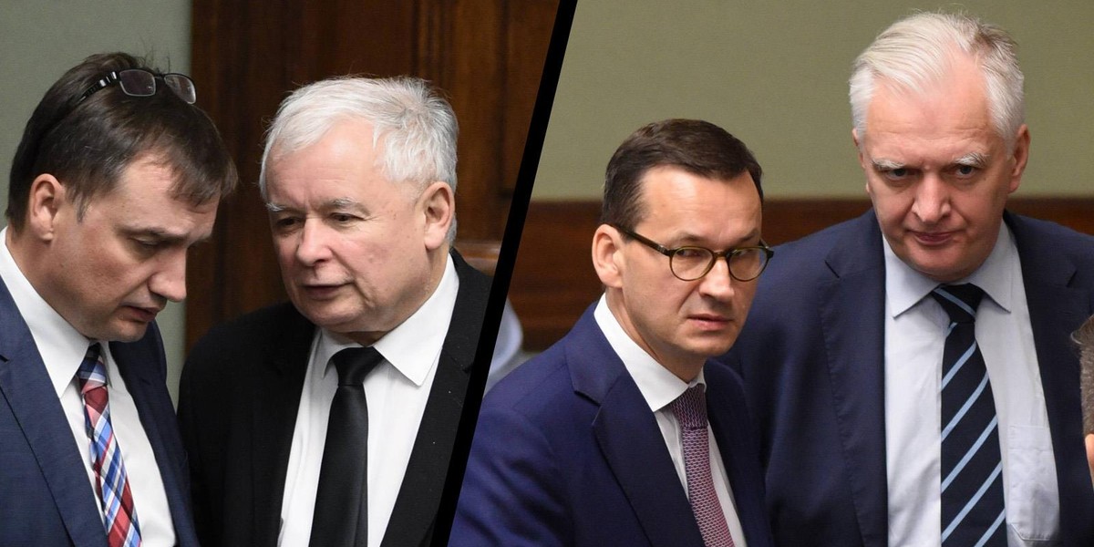 Jarosław Kaczyński, Zbigniew Ziobro, Mateusz Morawiecki, Jarosław Gowin