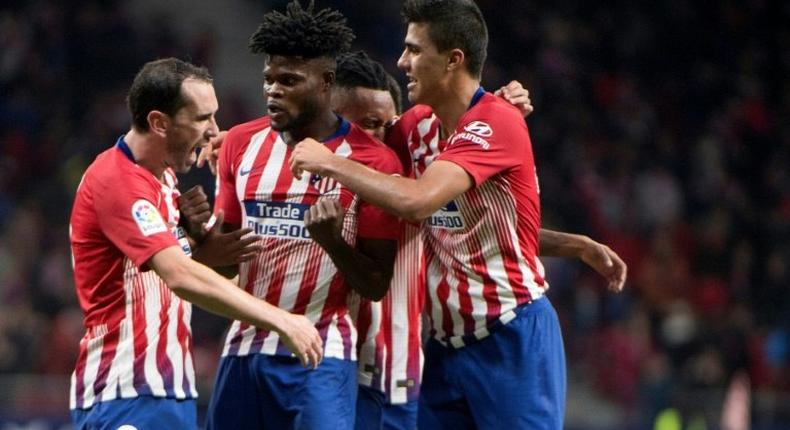 Diego Godin (L) grabbed a winner for Atletico Madrid in injury time