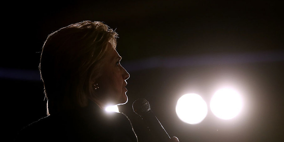 Democratic presidential candidate, former Secretary of State Hillary Clinton speaks during a campaign rally on June 2, 2016 in El Centro, California.