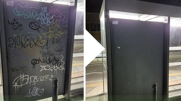 Tylko jednej nocy wyczyszczono nielegalne graffiti i napisy na 130 przystankach.