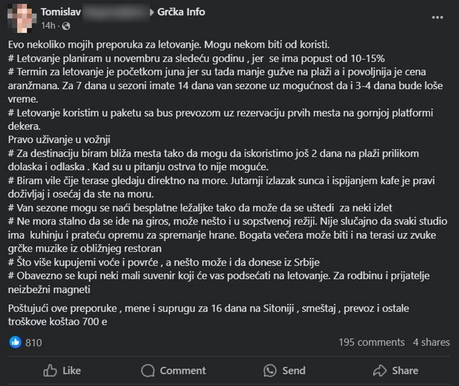 Letovanje, računica