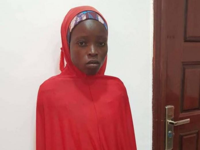 Salomi Pogu (pictured) was intercepted by military troops in Pulka, a Borno village in January 2018. She was found in the company of her child and another young girl, Jamila Adams [Today] 