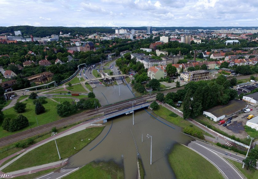 Zalane ulice w Gdańsku Wrzeszczu 