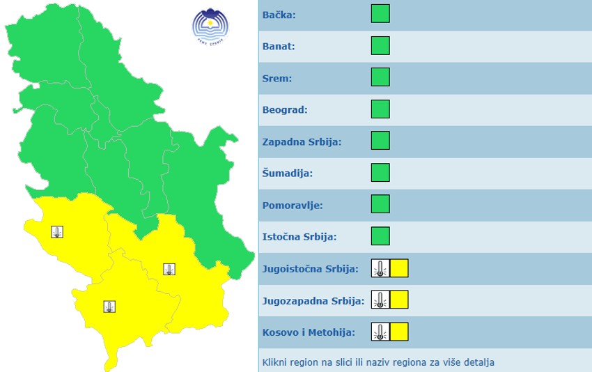Meteoalarm za utorak, 28. april