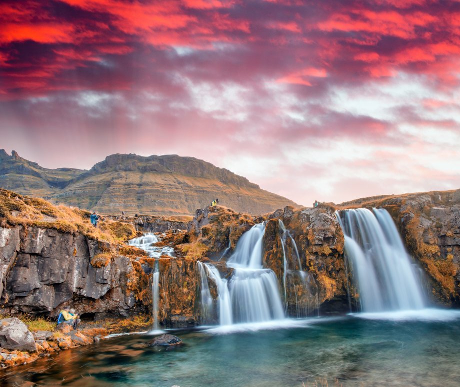 Wodospady Kirkjufell, Islandia