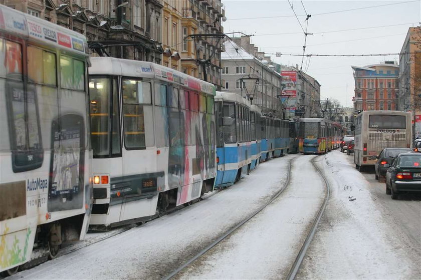 Przez śnieg stanęły tramwaje