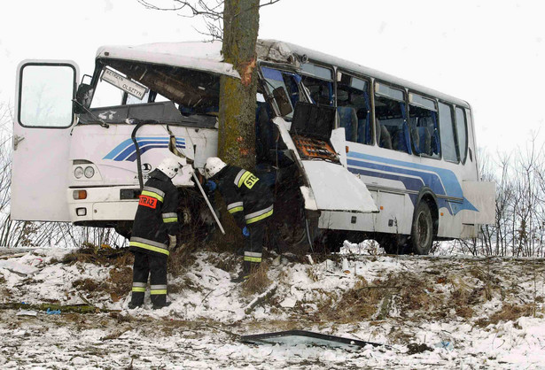 Autobus uderzył w drzewo, 16 rannych