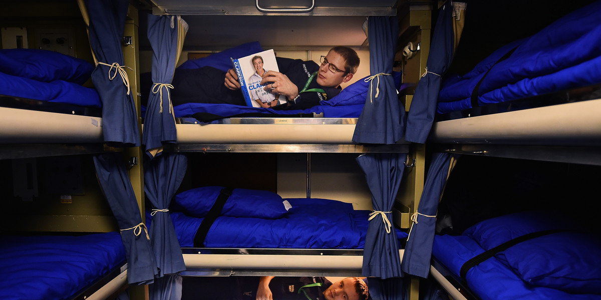 Able Seaman Smith and Able Seaman Davies in their bunks on the HMS Vigilant submarine on January 20 in Rhu, Scotland. HMS Vigilant is one of the UK's fleet of four Vanguard-class nuclear-powered ballistic-missile submarines carrying the Trident nuclear missile system.
