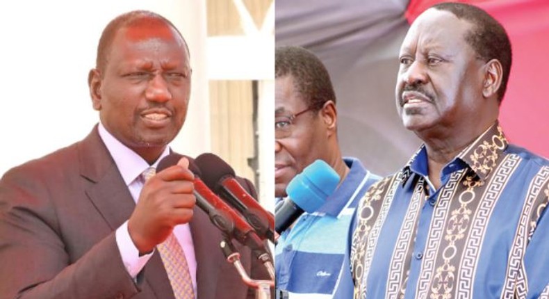 A collage image of President William Ruto and Raila Odinga