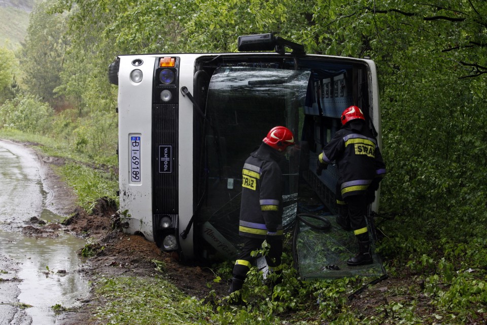 Wypadek autokaru z dziećmi