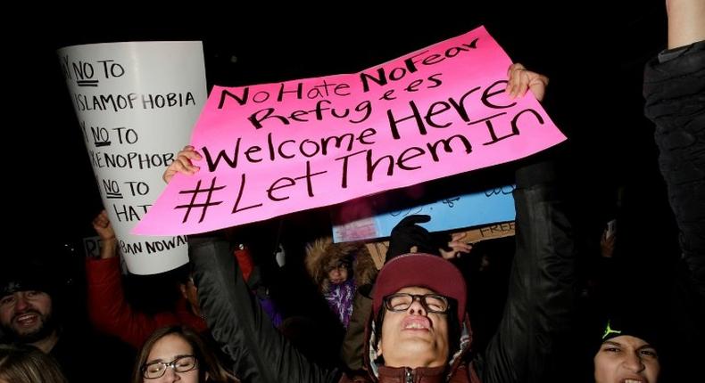 President Donald Trump's immigration ban has sparked mass protests at US airports, such as this demonstration at Chicago's O'Hare International Airport on January 29, 2017