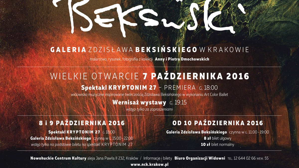 Ponad 10 tys. osób zobaczyło prace Beksińskiego w Nowohuckim Centrum Kultury w Krakowie - poinformowało NCK. Wystawy – stała i czasowa – zostały otwarte dwa tygodnie temu.