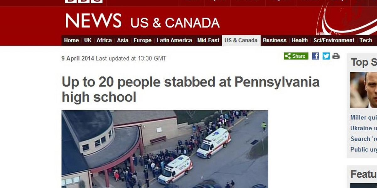 Atak nożownika w szkole