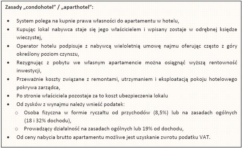 Zasady „condohotel” - „aparthotel”