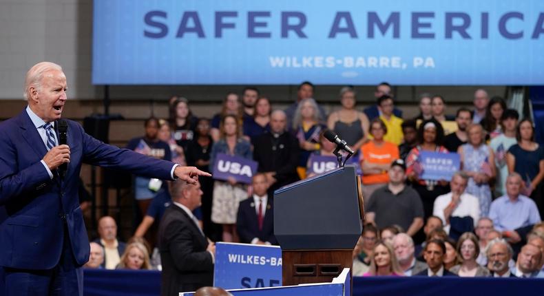 President Joe Biden delivered remarks from Wilkes Barre, Pennsylvania on Tuesday promoting his Safer America Plan.