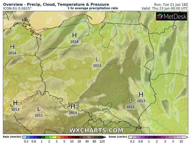 W nocy od morza po góry pogodnie