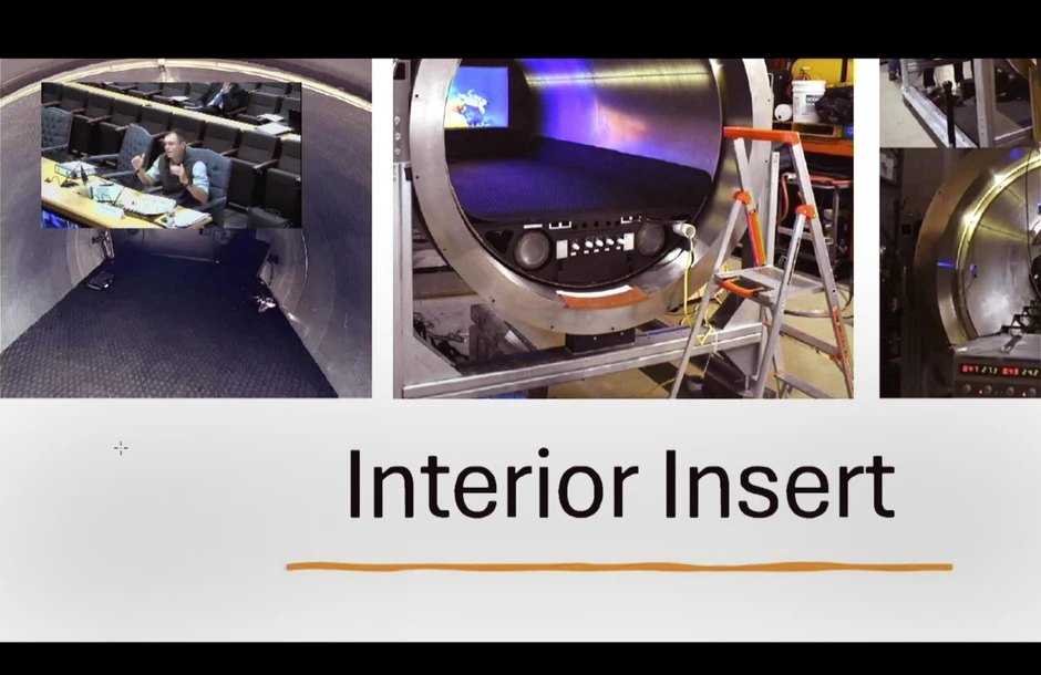 Slika sa snimka američke obalske straže prikazuje bivšeg direktora inženjeringa Tonija Nisena kako svedoči o kvaru na podmornici Titan i arhivske slike podmornice na saslušanju američke obalske straže 16. septembra u Nort Čarlstonu