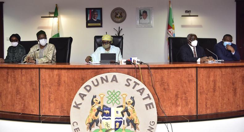 Acting Governor of Kaduna State, Dr Hadiza Balarabe chairs the inauguration of the Judicial Commission of Inquiry into acts of police brutality in the state. [Twitter/@GovKaduna]