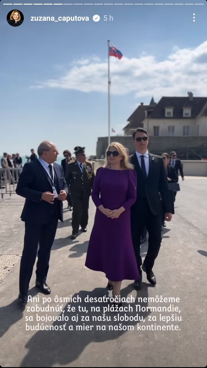 Prezidentka Zuzana Čaputová a jej partner Juraj Rizman na návšteve Francúzska počas 80. výročia vylodenia v Normandii.
