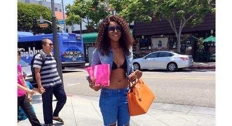 Yvonne Nelson flaunts slim figure in USA