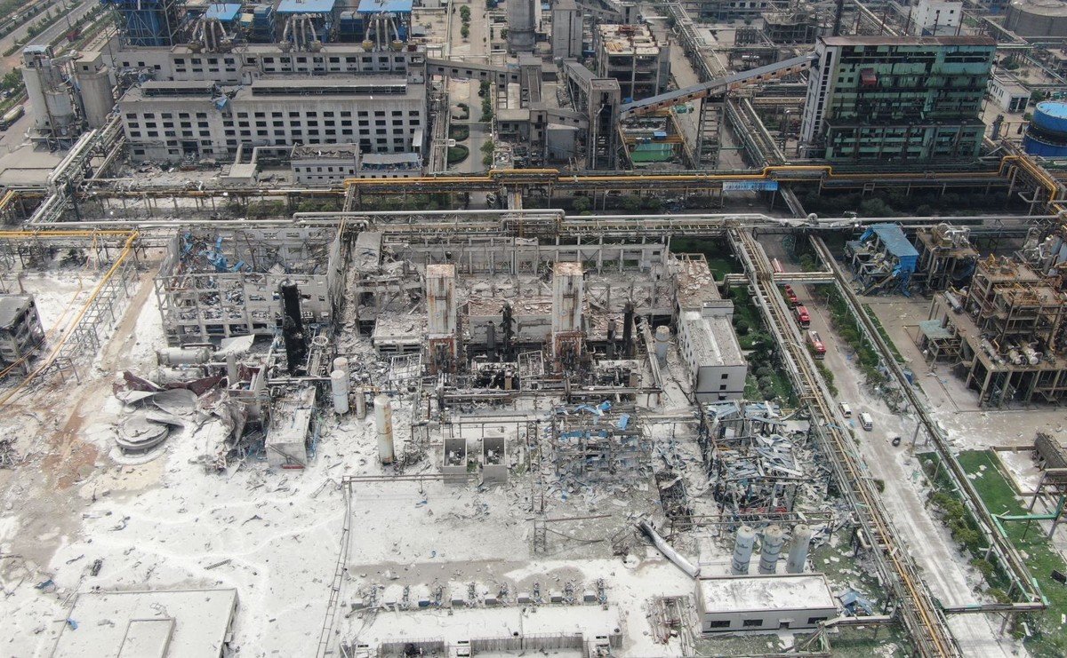 Fabryka w chińskim mieście Yima po wybuchu