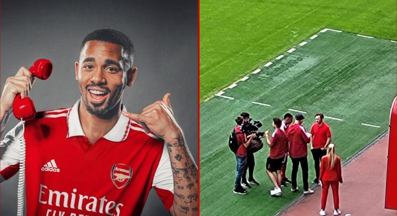 Gabriel Jesus is seen in full Arsenal jersey in a leaked video