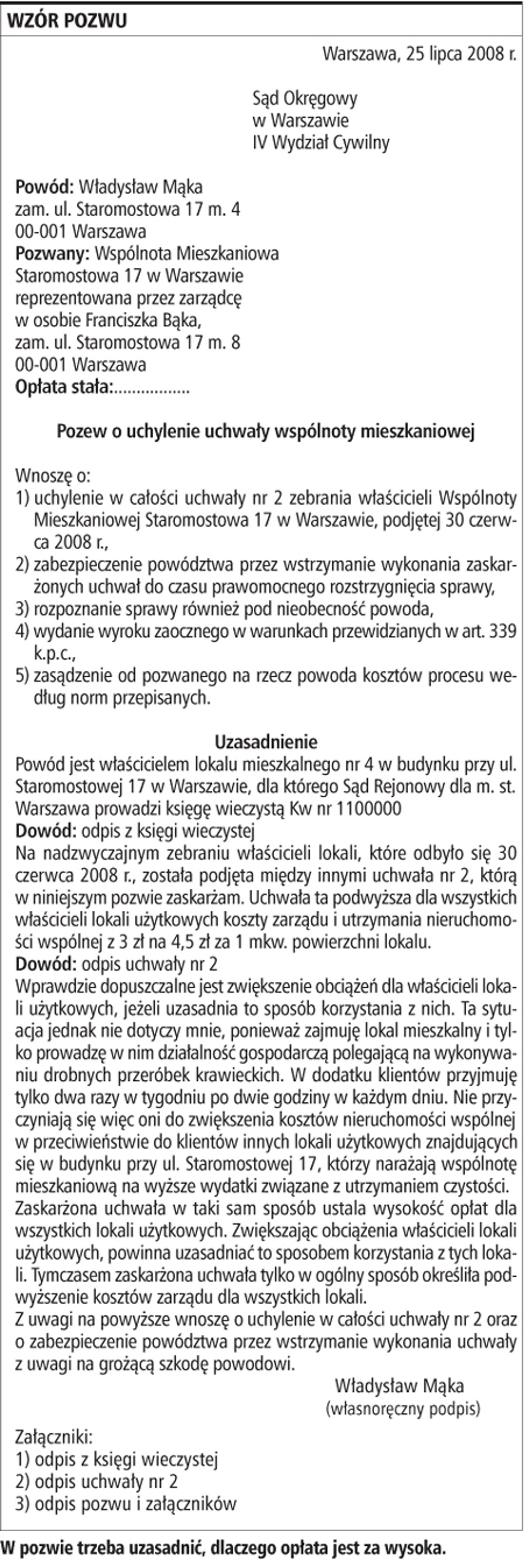 Wzór pozwu