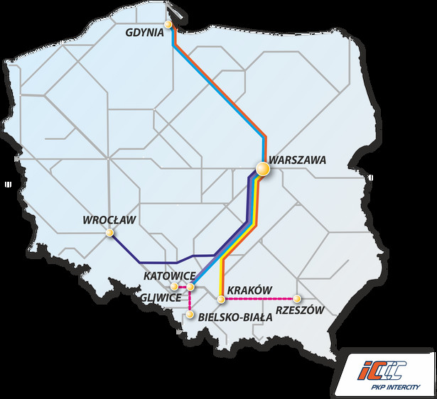 W poniedziałek do Wrocławia przyciągnięto pierwszy skład polskiego Pendolino. Chluba polskiej kolei, którą ma być pociąg, aktualnie przechodzi testy na torach doświadczalnych. W grudniu 2014 roku w naszym kraju znajdzie się już komplet 20 składów Pendolino. W ramach regularnego rozkładu w ciągu każdej doby będzie kursować: 15 pociągów w tę i z powrotem do Krakowa (z czego jeden do Rzeszowa), 10 do Gdańska (z czego jeden do Słupska w okresie letnim), 5 do Katowic (4 do Gliwic) oraz 3 do Wrocławia przez Włoszczowę i Opole. Na grafice: Mapa połączeń Pendolino. Zobacz zdjęcia Pendolino we Wrocławiu