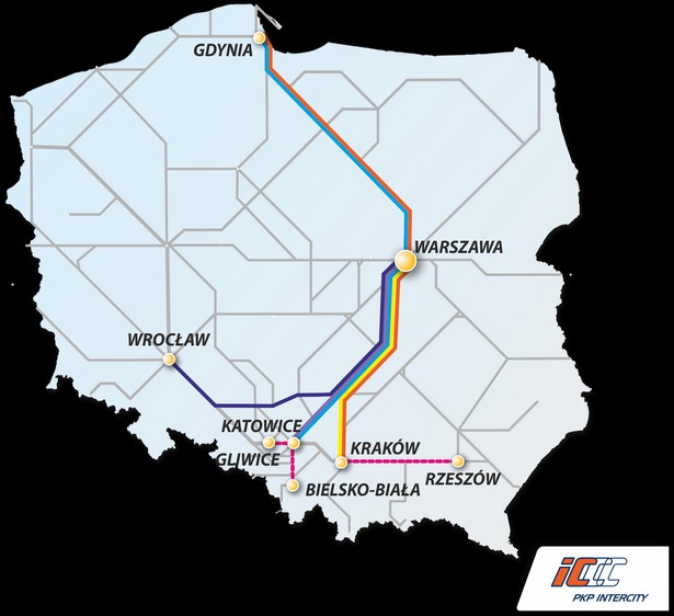 W poniedziałek do Wrocławia przyciągnięto pierwszy skład polskiego Pendolino. Chluba polskiej kolei, którą ma być pociąg, aktualnie przechodzi testy na torach doświadczalnych. W grudniu 2014 roku w naszym kraju znajdzie się już komplet 20 składów Pendolino. W ramach regularnego rozkładu w ciągu każdej doby będzie kursować: 15 pociągów w tę i z powrotem do Krakowa (z czego jeden do Rzeszowa), 10 do Gdańska (z czego jeden do Słupska w okresie letnim), 5 do Katowic (4 do Gliwic) oraz 3 do Wrocławia przez Włoszczowę i Opole. Na grafice: Mapa połączeń Pendolino. Zobacz zdjęcia Pendolino we Wrocławiu