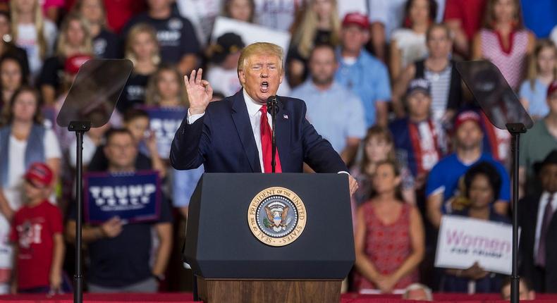 President Donald Trump at a rally in North Carolina on Wednesday.
