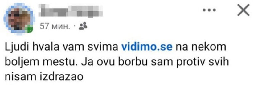 Fejsbuk status osumnjičenog