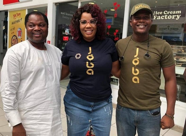 Pastor Wole Oladiyun, Biodun Stephen and a friend at the media screening of 'Joba' [Biodun Stephen] 