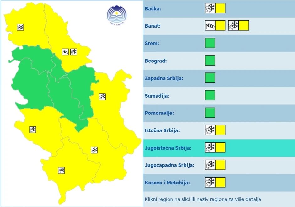 Meteoalarm za petak