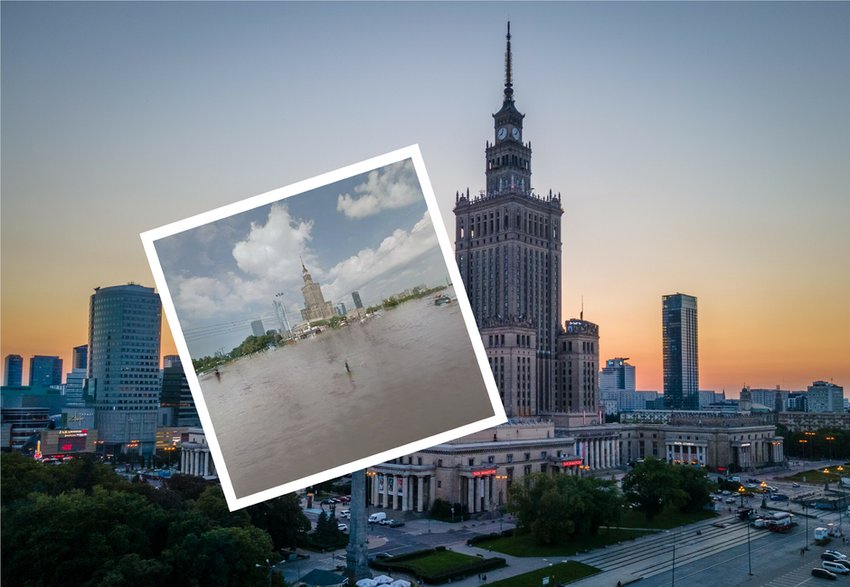 Warszawa przed i po powodzi