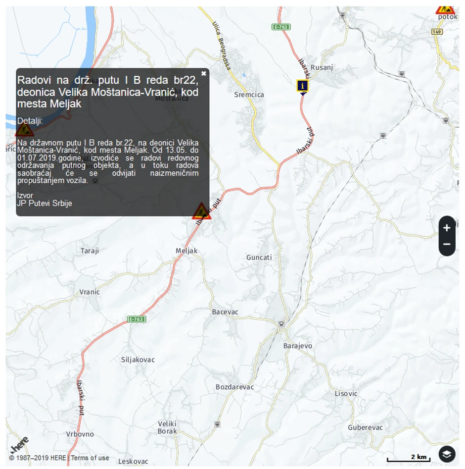 Radovi na putu Meljak