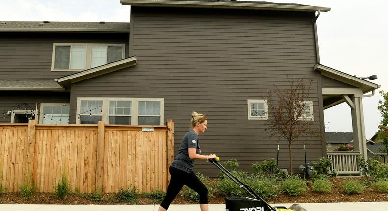 homeowner mowing housework