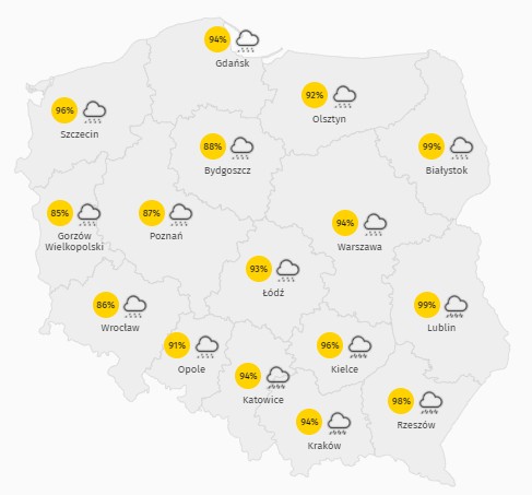 Prognoza zachmurzenia w czwartek 24 grudnia