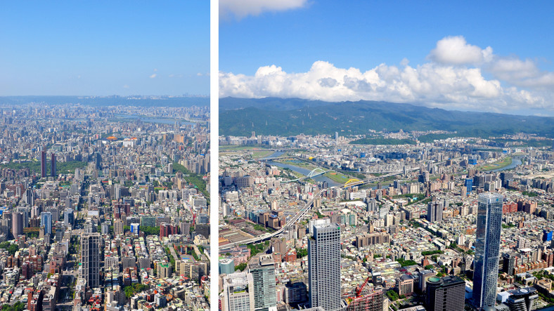 Widok na Tajpej z najwyższego punktu budynku Taipei 101