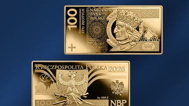 czyste złoto w kształcie banknotu. narodowy bank polski ogłasza nową emisję