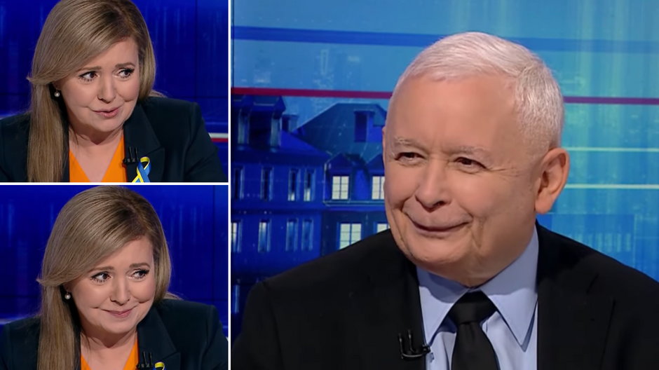 Danuta Holecka podczas wywiadu z Jarosławem Kaczyński w TVP