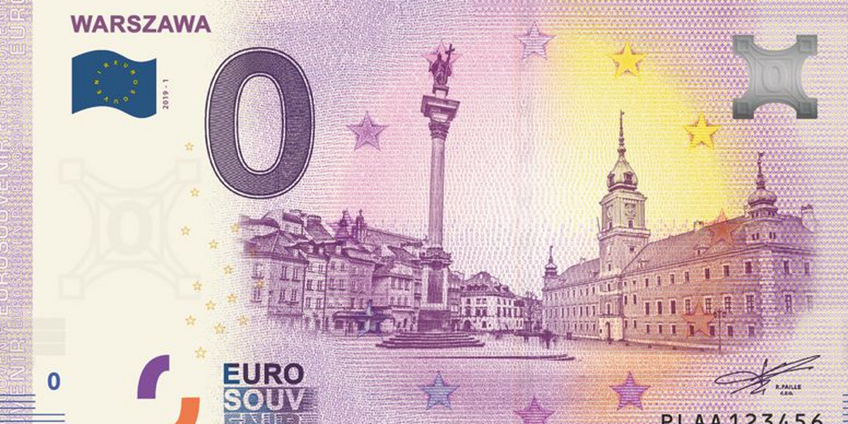 Podczas czwartej edycji Warszawskiej Giełdy Kolekcjonerskiej swoją premierę w Polsce będzie miał pamiątkowy banknot 0 euro. Przedstawia Kolumnę Zygmunta i Zamek Królewski. Nakład zaplanowano na pięć tysięcy egzemplarzy.