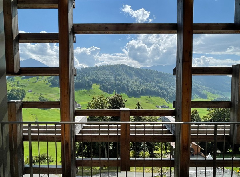 La vue ne donne pas sur le lac comme dans le célèbre Bürgenstock Hotel et son Alpine Spa, mais sur la forêt et les montagnes. 