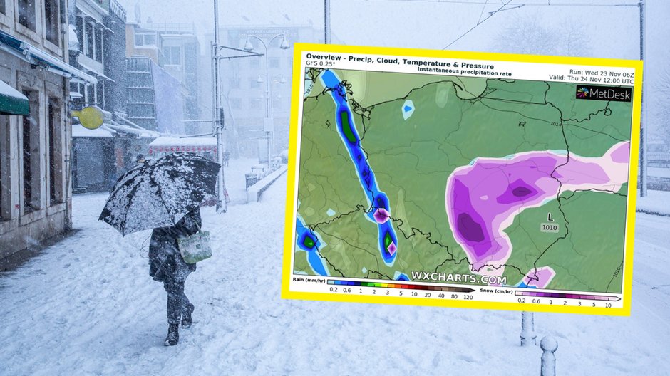 Przed nami dynamiczny czwartek w pogodzie (mapa: wxcharts.com)