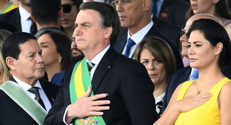 Brazilian President Jair Bolsonaro, pictured here on September 7, 2019, has left hospital after his fourth operation following his stabbing at a campaign rally last year