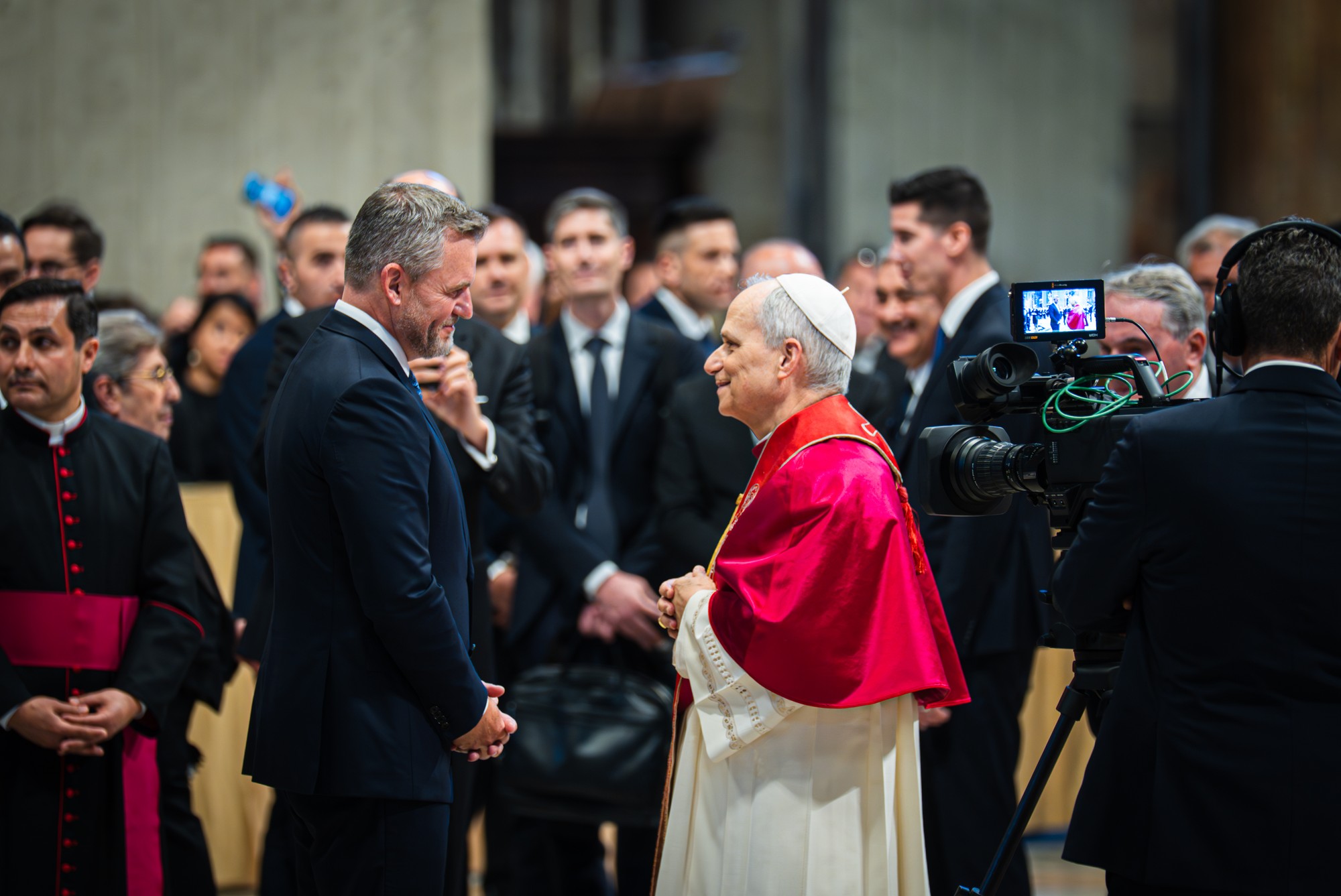 Slovenský prezident Peter Pellegrini a pápež Lev XIV.